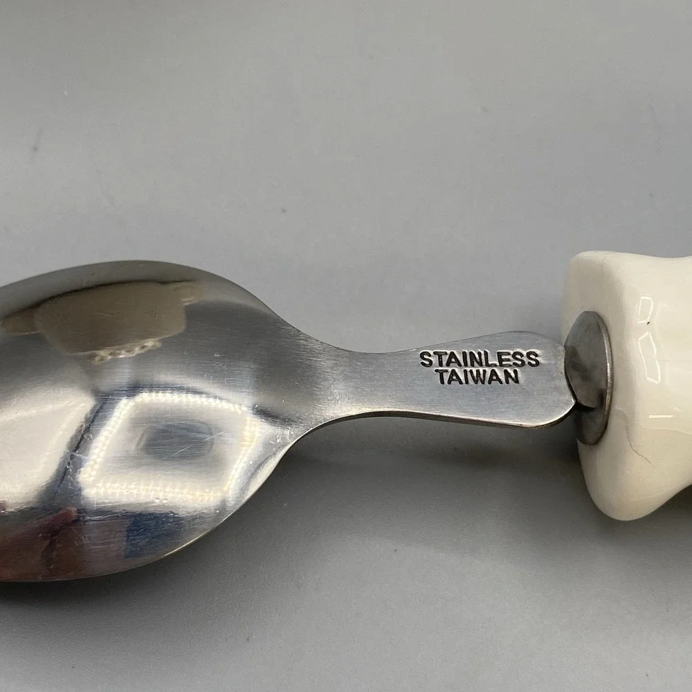 Vintage Ceramic Egg Cup Spoon Figural Teddy Bear‎ Childrens Taiwan